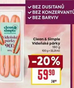 Billa Clean & Simple Vídeňské párky nabídka