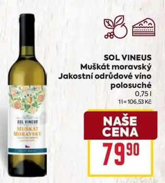 Billa SOL VINEUS Muškát moravský Jakostní odrůdové víno polosuché 0,75L nabídka