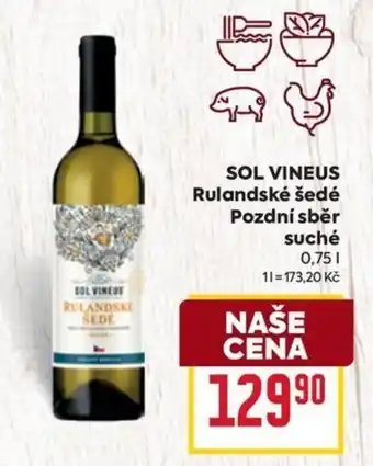 Billa SOL VINEUS Rulandské šedé Pozdní sběr suché 0,75L nabídka