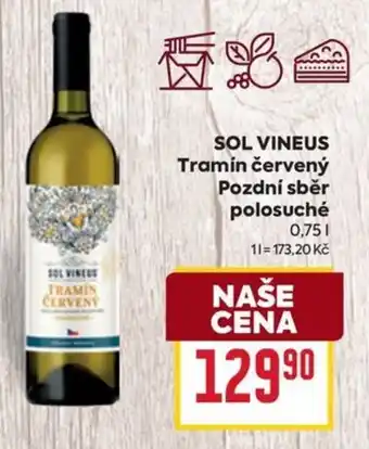 Billa SOL VINEUS Tramín červený Pozdní sběr polosuché 0,75L nabídka