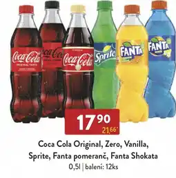 Qanto Coca Cola Original, Zero, Vanilla, Sprite, Fanta pomeranč, Fanta Shokata 0,5L nabídka