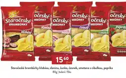 Qanto Staročeské brambůrky klobása, slanina, šunka, česnek, smetana s cibulkou, paprika nabídka
