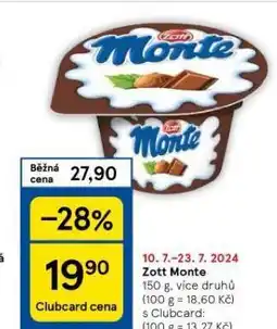 Tesco Zott monte nabídka