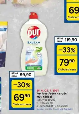 Tesco Pur prostředek na nádobí nabídka