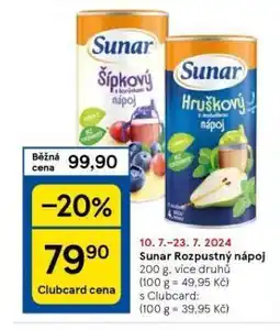 Tesco Sunar rozpustný nápoj nabídka