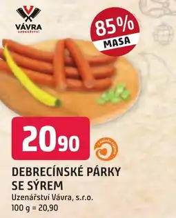 Trefa DEBRECÍNSKÉ PÁRKY SE SÝREM nabídka