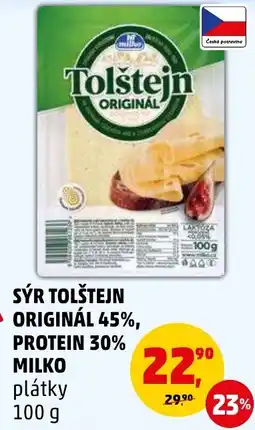 Penny Market SÝR TOLŠTEJN ORIGINÁL 45%, PROTEIN 30% MILKO nabídka