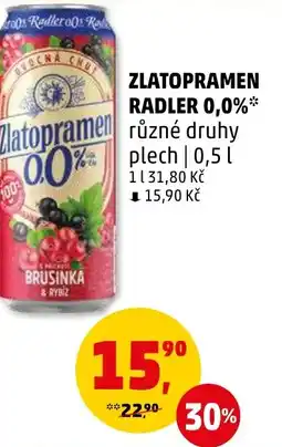 Penny Market ZLATOPRAMEN RADLER 0,0% 0.5L nabídka