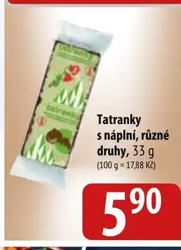 Tatranky s náplní, různé druhy, 33 g