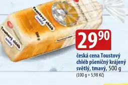 Bala česká cena Toustový chléb pšeničný krájený světlý, tmavý, 500 g nabídka