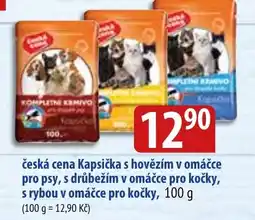 Bala česká cena Kapsička s hovězím v omáčce pro psy, s drůbežím v omáčce pro kočky, s rybou v omáčce pro kočky, 100 g nabídka