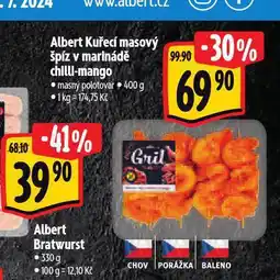 Albert Kuřecí masový špíz v marinádě chilli-mango nabídka