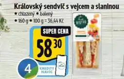 Albert Královský sendvič s vejcem a slaninou nabídka