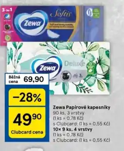 Tesco Zewa Papírové kapesníky nabídka
