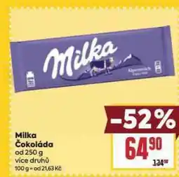 Billa Milka čokoláda nabídka