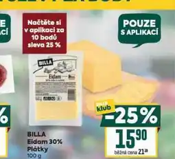 Billa Billa eidam 30% plátky nabídka