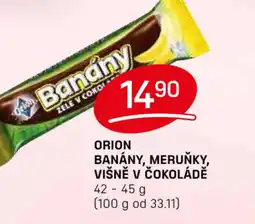 Flop ORION BANÁNY, MERUŇKY, VIŠNĚ V ČOKOLÁDĚ nabídka