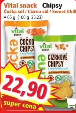 Vital snack Chipsy Čočka sůl / Cizrna sůl /Sweet Chilli