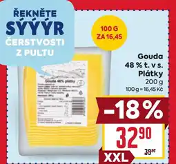 Billa Gouda 48% t. vs. Plátky nabídka