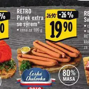 Albert Retro párek se sýrem nabídka