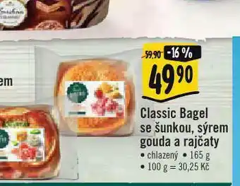 Albert Classic bagel se šunkou, sýrem gouda a rajčaty nabídka