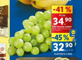 Lidl Bílé hrozny stolní nabídka