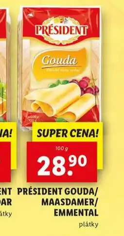 Lidl Président gouda / maasdamer / emmentál nabídka