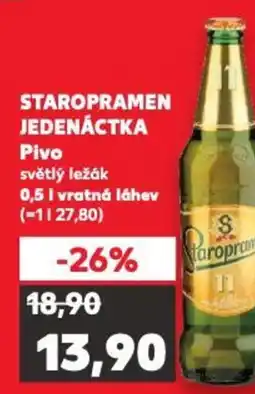 Kaufland STAROPRAMEN JEDENÁCTKA Pivo 0.5L nabídka