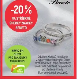 Globus NA STŘÍBRNÉ ŠPERKY ZNAČKY BENETO nabídka