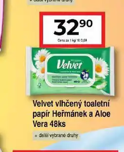 Hruška Velvet vlhčený toaletní papír nabídka