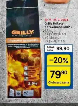 Tesco Brikety z dřevěného uhlí nabídka