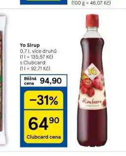 Tesco Yo sirup nabídka