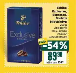 Billa Tchibo exclusive, espresso, barista mletá káva nabídka