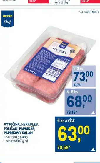 Makro VYSOČINA, HERKULES, POLIČAN, PAPRIKÁŠ, PAPRIKOVÝ SALÁM nabídka