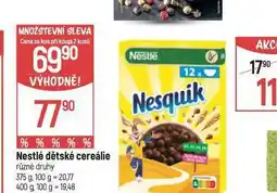 Globus Nestlé dětské cereálie nabídka