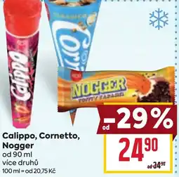 Billa Calippo, Cornetto, Nogger nabídka