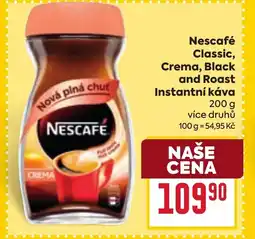Billa Nescafé Classic, Crema, Black and Roast Instantní káva nabídka
