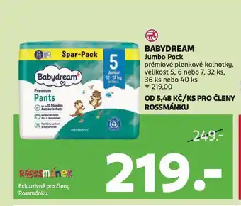 Rossmann Babydream jumbo pack premiové plenky nabídka