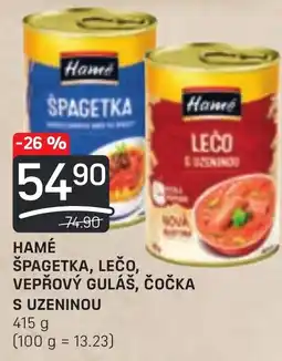 Flop HAMÉ ŠPAGETKA, LEČO, VEPŘOVÝ GULÁŠ, ČOČKA S UZENINOU nabídka