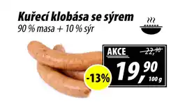 ZEMAN Kuřecí klobása se sýrem 90% masa +10% sýr nabídka
