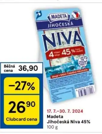 Tesco Madeta Jihočeská Niva 45% 100 g nabídka