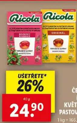 Lidl RICOLA ŠVÝCARSKÉ BYLINNÉ BONBÓNY nabídka