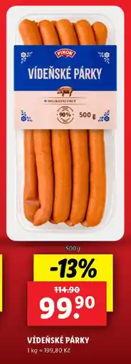 Lidl VÍDEŇSKÉ PÁRKY nabídka