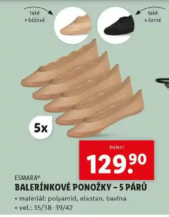 Lidl BALERÍNKOVÉ PONOŽKY - 5 PÁRŮ nabídka