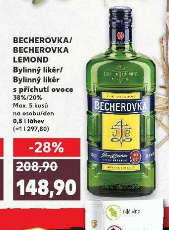 Kaufland Becherovka, becherovka lemond nabídka