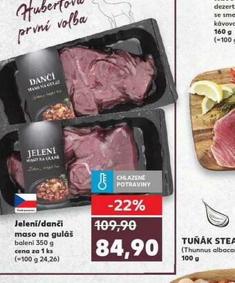 Kaufland Jelení / dančí maso na guláš nabídka