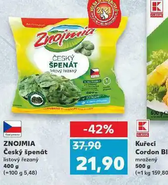 Kaufland Zmojmia český špenát nabídka