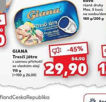 Kaufland Giana tresčí játra nabídka