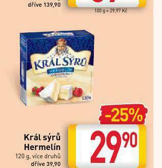 Billa Král sýrů hermelín nabídka
