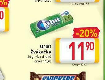 Billa Orbit žvýkačky nabídka